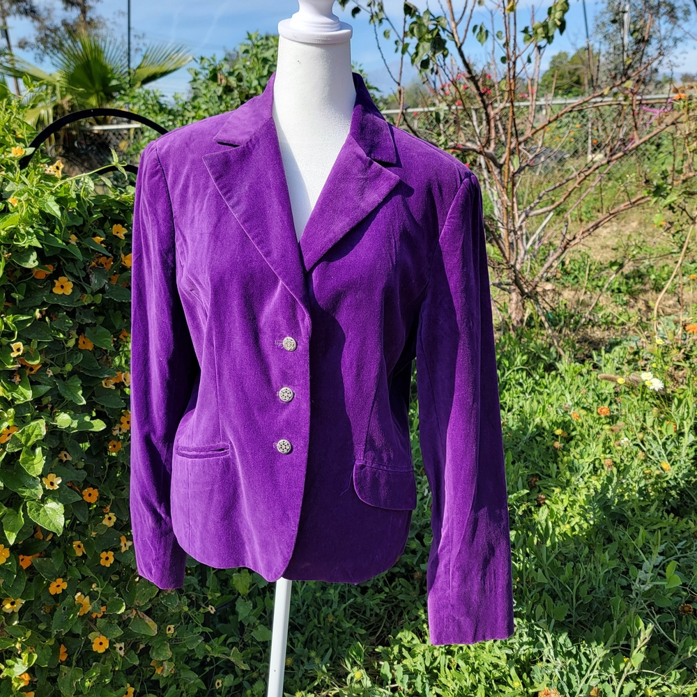 Vintage Upcycled Purple Blazer Disney Princess Back Patch Ariel Cinderella 14 L - Picture 4 of 5